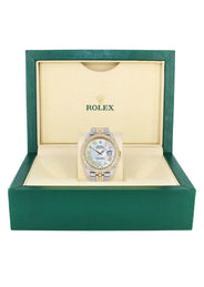 Womens Diamond Iced Out Rolex Datejust 41 | 25 Carats Of Diamonds | Mother Of Pearl Dial | Two Tone | Two Row | Jubilee Band
