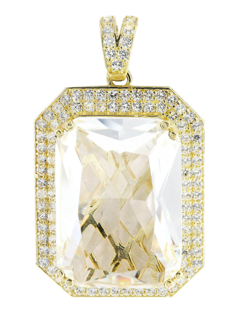 Rock Crystal  10K Gold Pendant  |  13.1 Grams