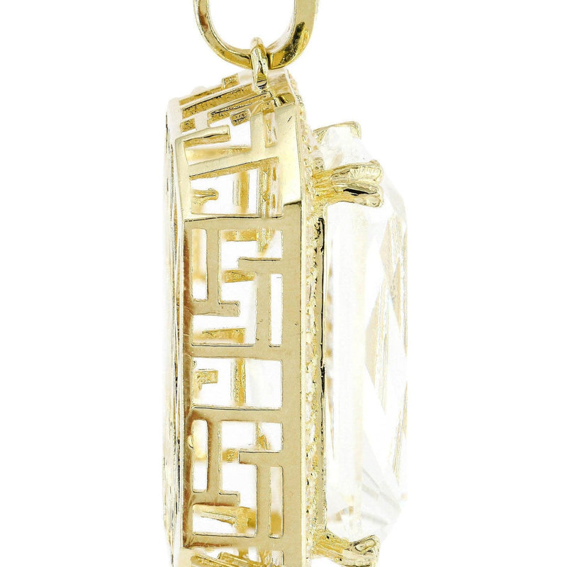 Rock Crystal  10K Gold Pendant  |  13.1 Grams