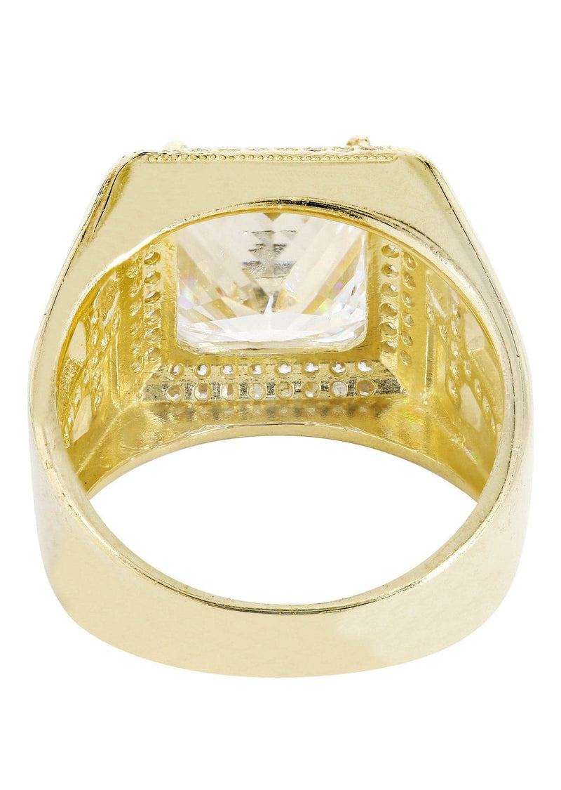 Rock Crystal  10K Gold Mens Ring | 11.8 Grams