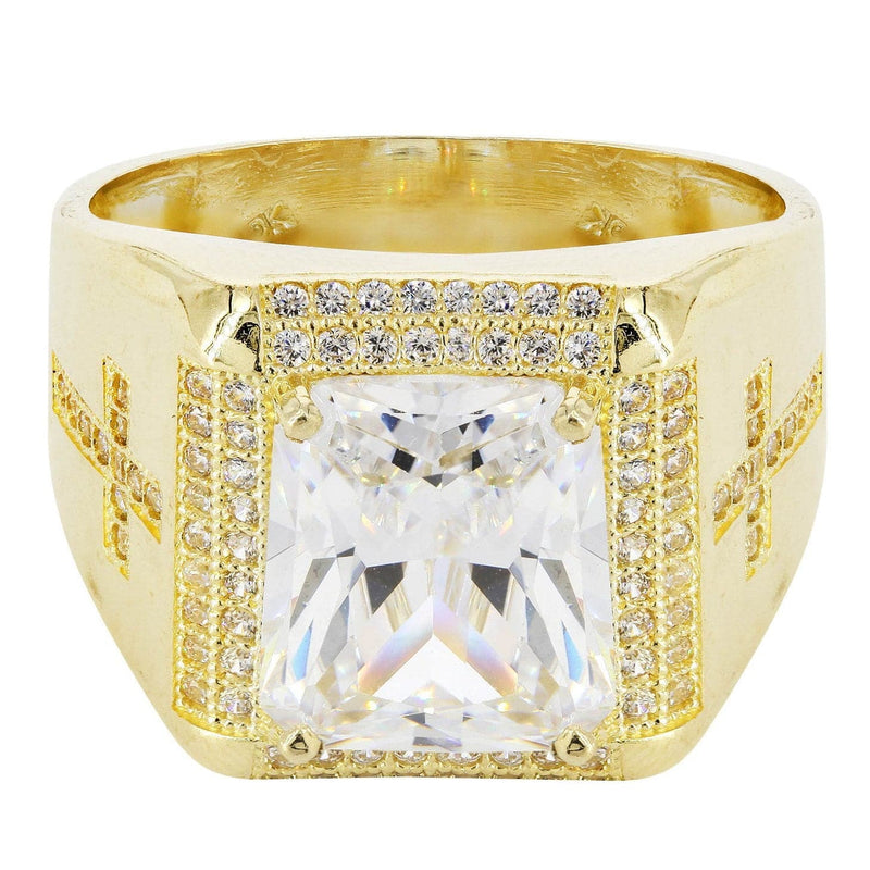 Rock Crystal  10K Gold Mens Ring | 11.8 Grams