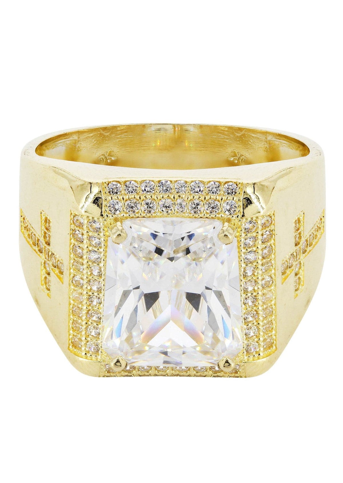 Rock Crystal  10K Gold Mens Ring | 11.8 Grams