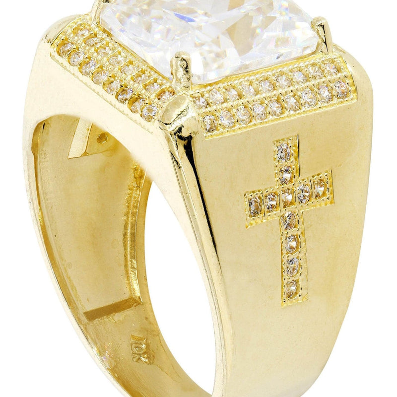 Rock Crystal  10K Gold Mens Ring | 11.8 Grams