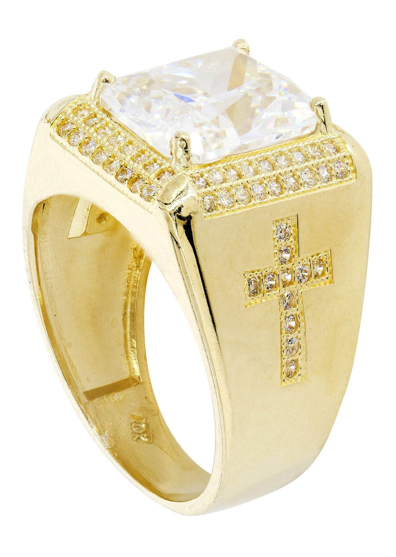 Rock Crystal  10K Gold Mens Ring | 11.8 Grams