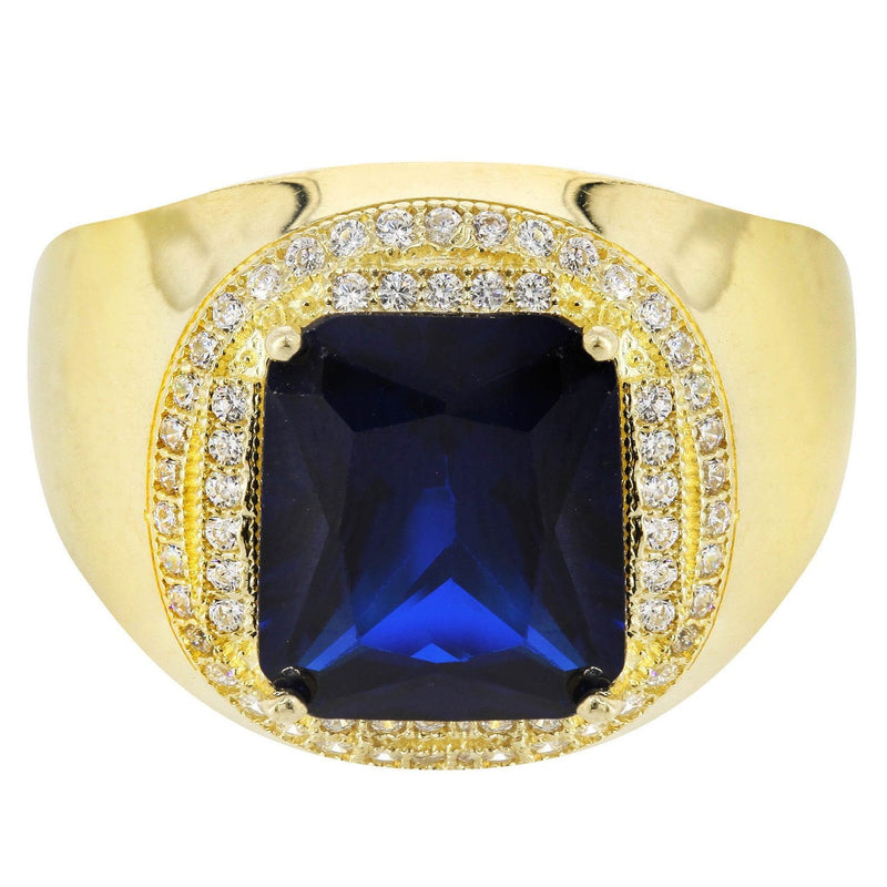 Sapphire 10K Gold Mens Ring | 9 Grams