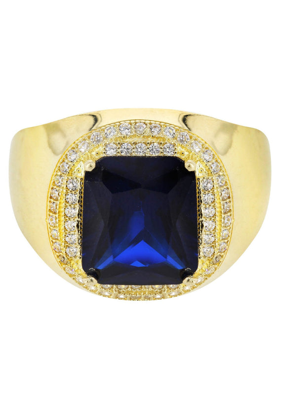 Sapphire 10K Gold Mens Ring | 9 Grams