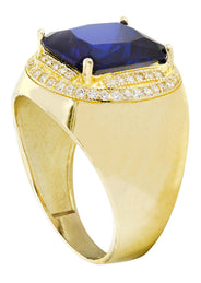Sapphire 10K Gold Mens Ring | 9 Grams