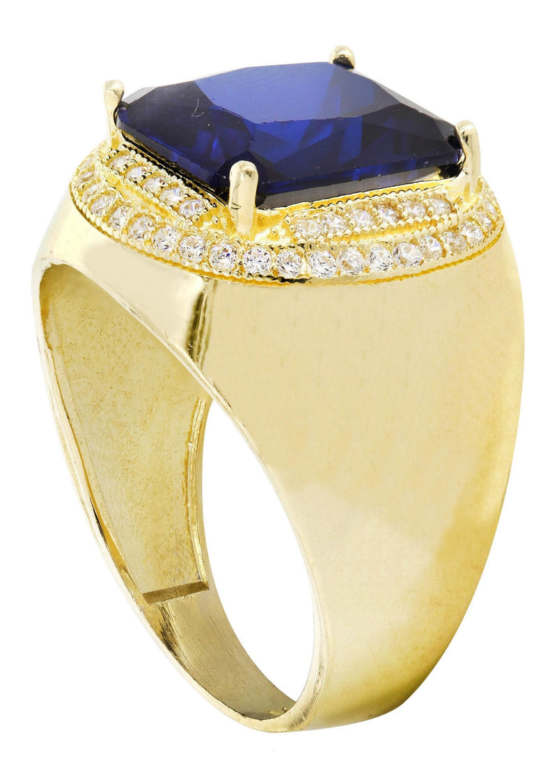 Sapphire 10K Gold Mens Ring | 9 Grams