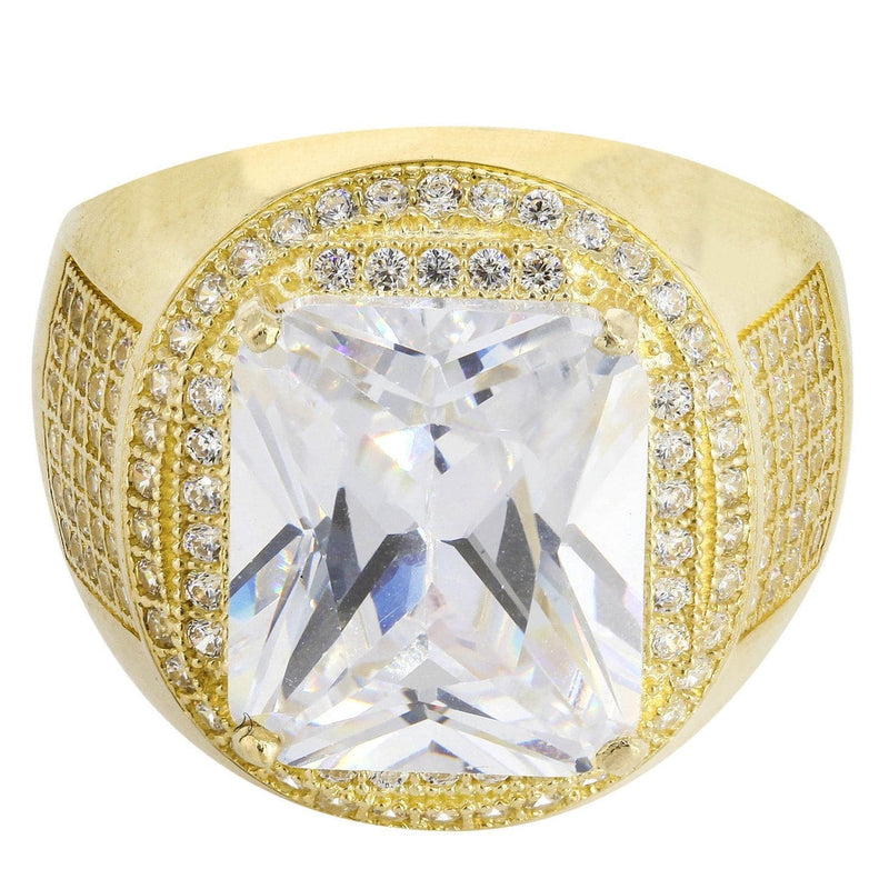 Rock Crystal  10K Gold Mens Ring | 9.4 Grams