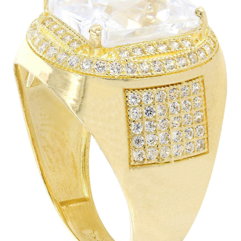 Rock Crystal  10K Gold Mens Ring | 9.4 Grams