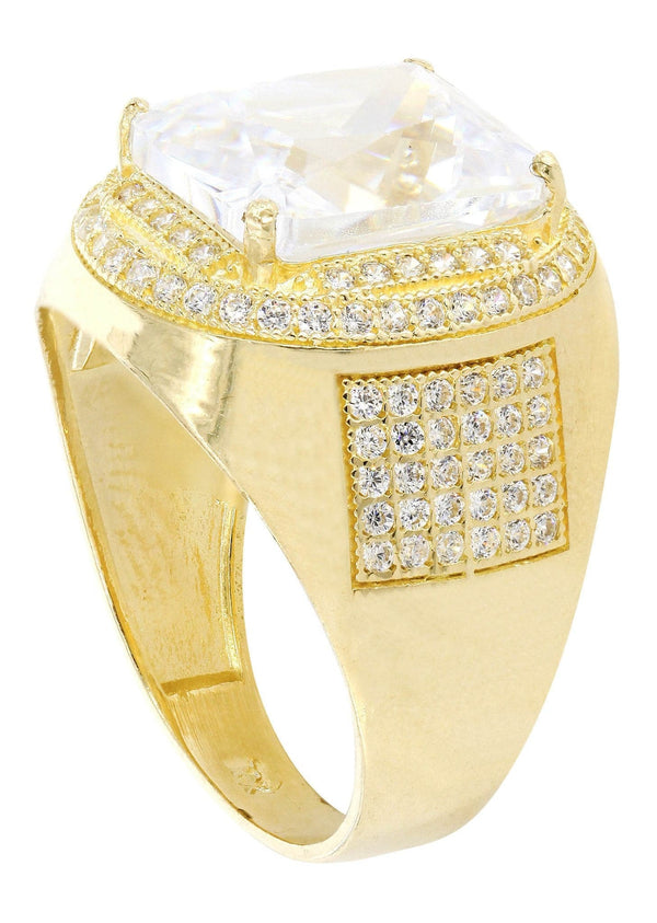 Rock Crystal  10K Gold Mens Ring | 9.4 Grams