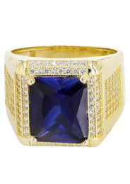 Sapphire 10K Gold Mens Ring | 9.6 Grams