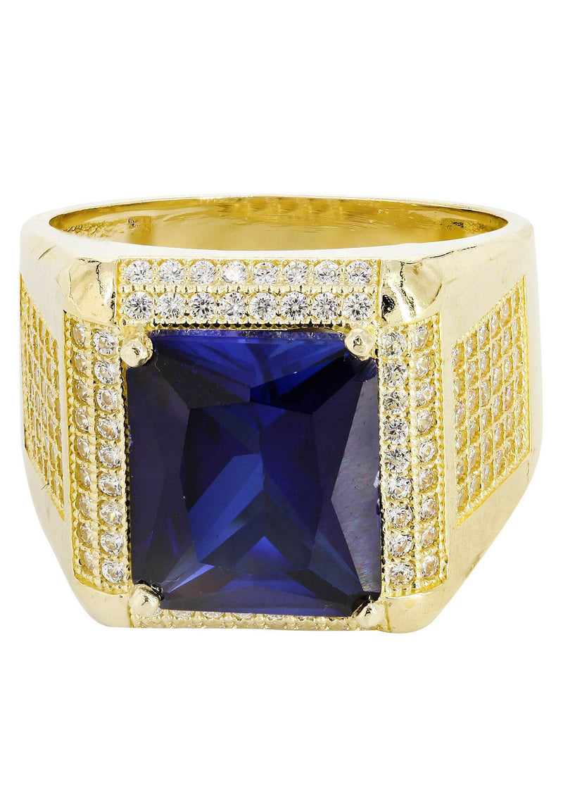 Sapphire 10K Gold Mens Ring | 9.6 Grams