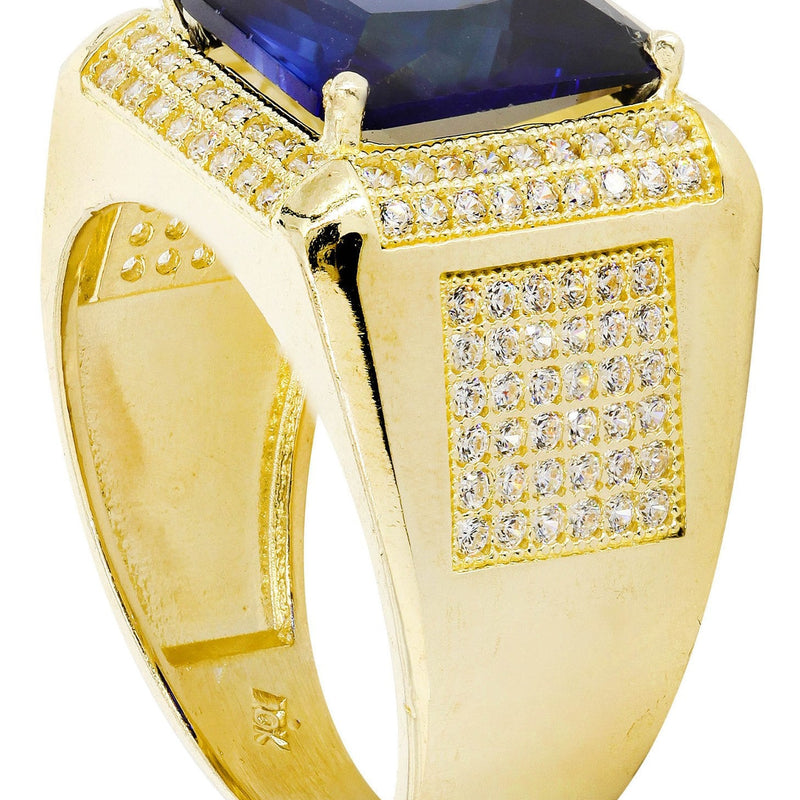 Sapphire 10K Gold Mens Ring | 9.6 Grams