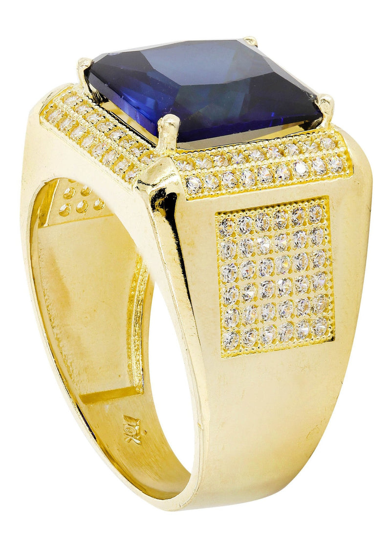Sapphire 10K Gold Mens Ring | 9.6 Grams