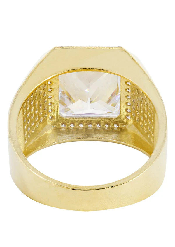 Mens Rock Crystal #2 Ring | 10K Solid Yellow Gold