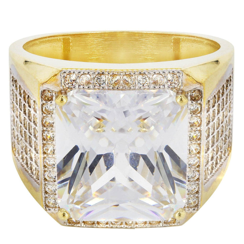 Rock Crystal  10K Gold Mens Ring | 10.43 Grams