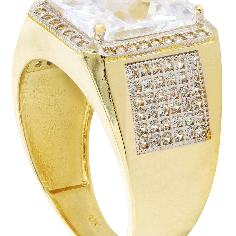 Rock Crystal  10K Gold Mens Ring | 10.43 Grams