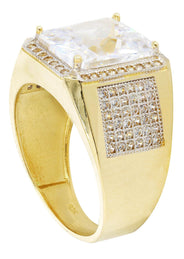 Rock Crystal  10K Gold Mens Ring | 10.43 Grams