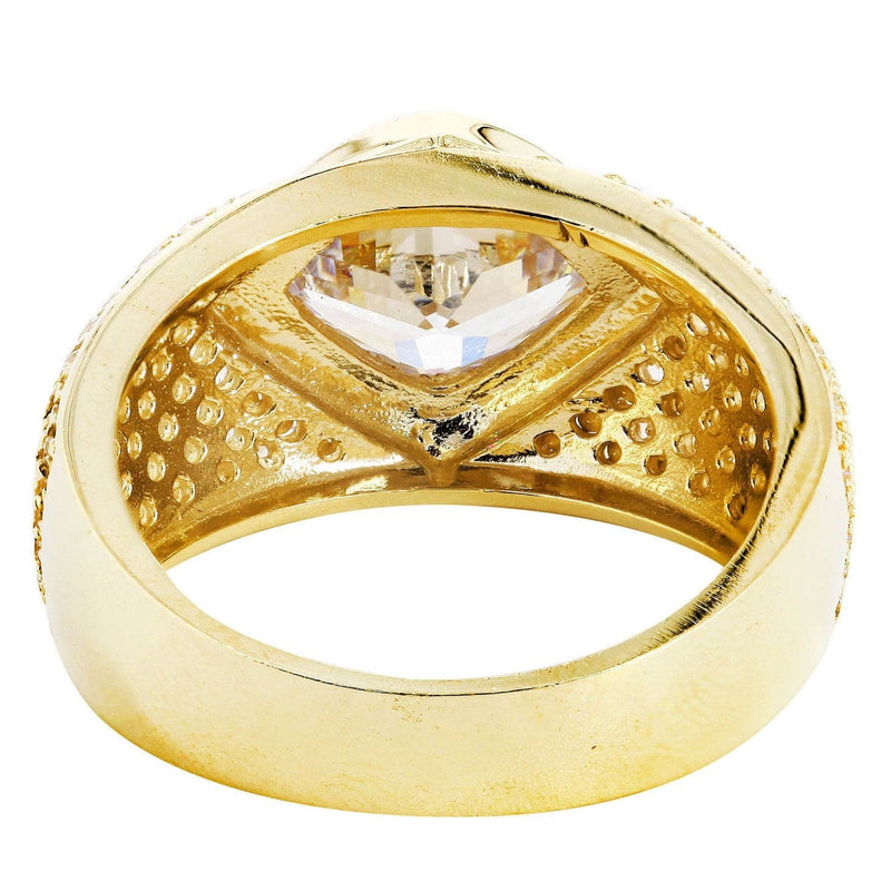 Rock Crystal  10K Gold Mens Ring | 11.4 Grams
