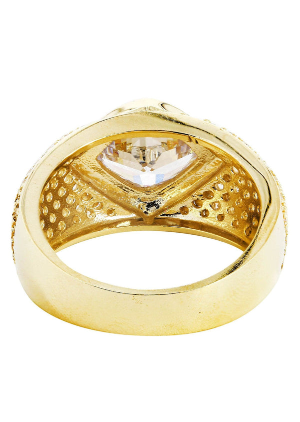 Rock Crystal  10K Gold Mens Ring | 11.4 Grams