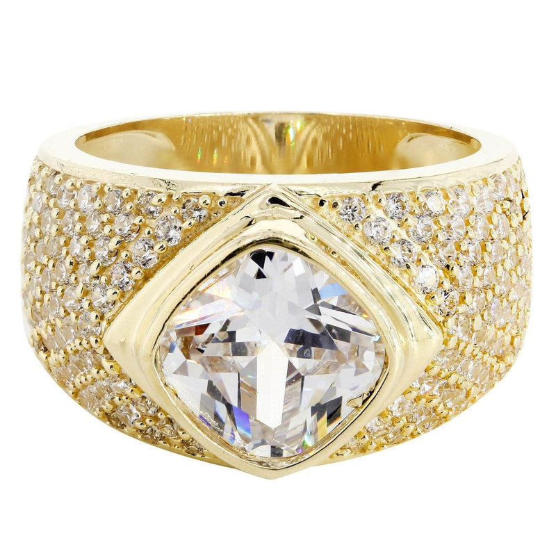 Rock Crystal  10K Gold Mens Ring | 11.4 Grams