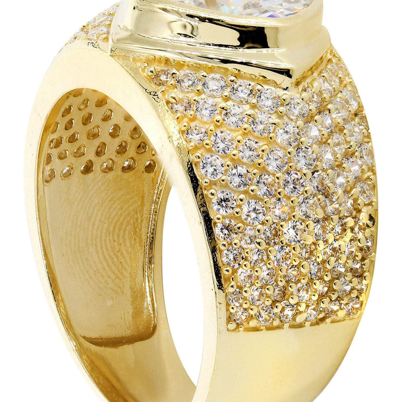 Rock Crystal  10K Gold Mens Ring | 11.4 Grams