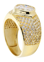 Rock Crystal  10K Gold Mens Ring | 11.4 Grams
