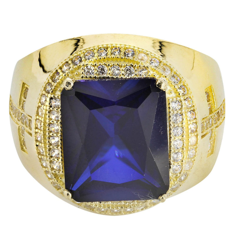 Sapphire  10K Gold Mens Ring | 9 Grams