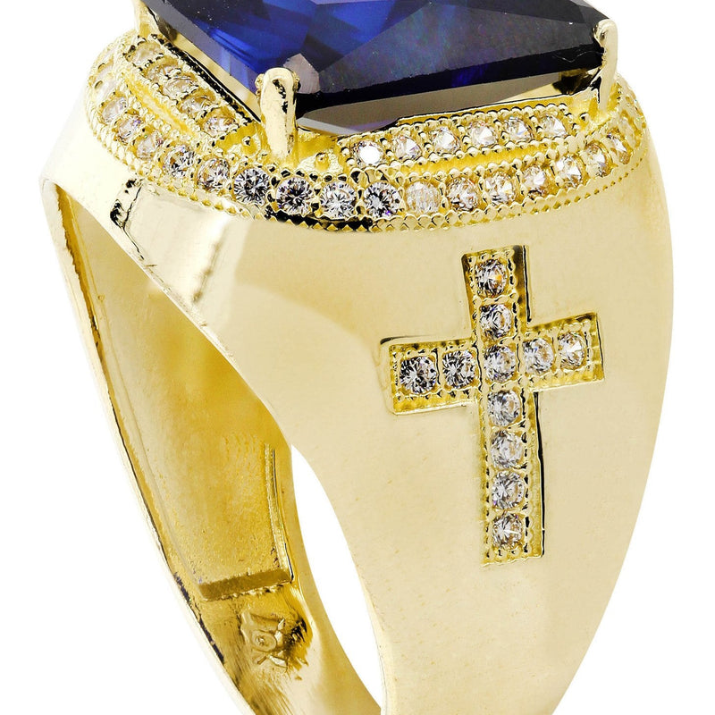 Sapphire  10K Gold Mens Ring | 9 Grams