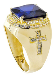 Sapphire  10K Gold Mens Ring | 9 Grams