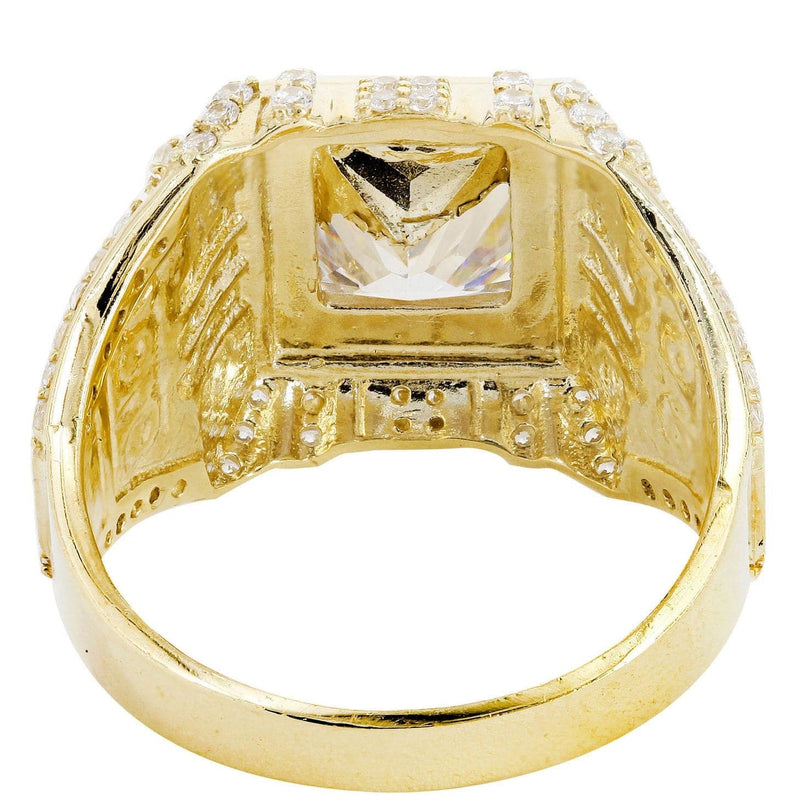 Rock Crystal  10K Gold Mens Ring | 10.3 Grams