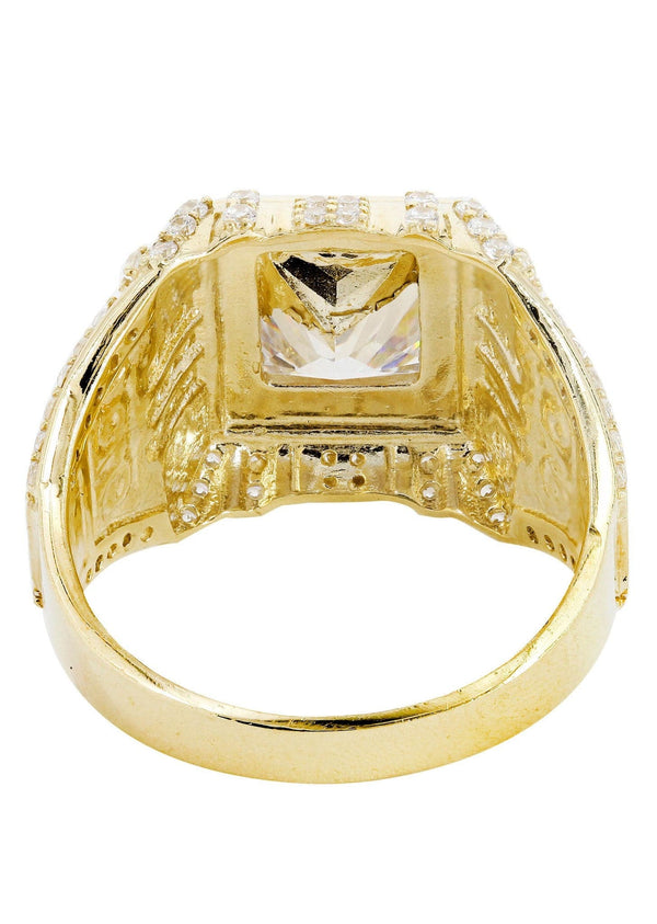 Rock Crystal  10K Gold Mens Ring | 10.3 Grams