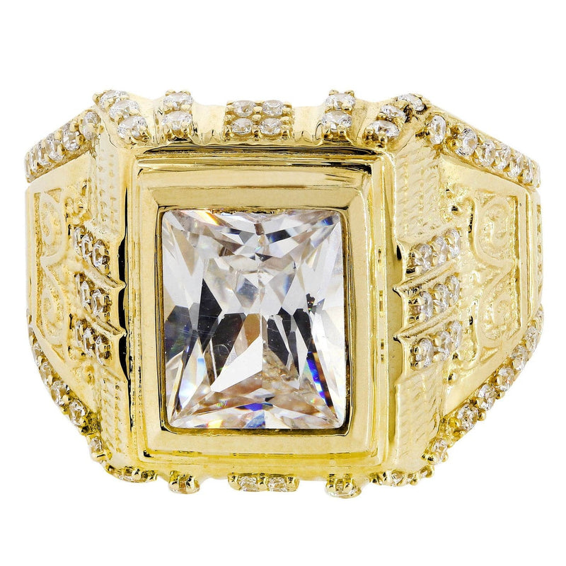 Rock Crystal  10K Gold Mens Ring | 10.3 Grams
