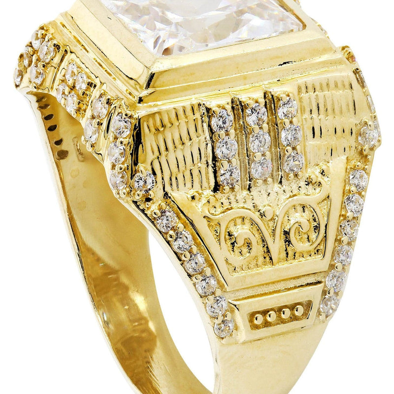 Rock Crystal  10K Gold Mens Ring | 10.3 Grams