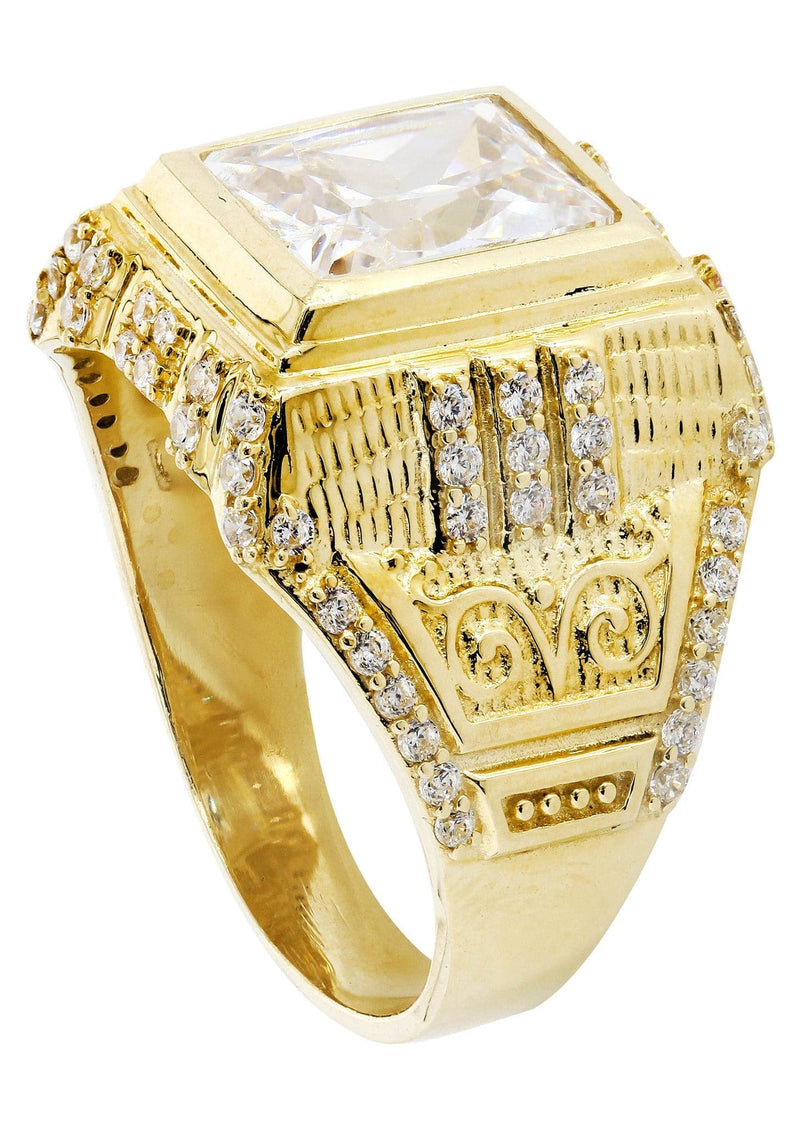 Rock Crystal  10K Gold Mens Ring | 10.3 Grams