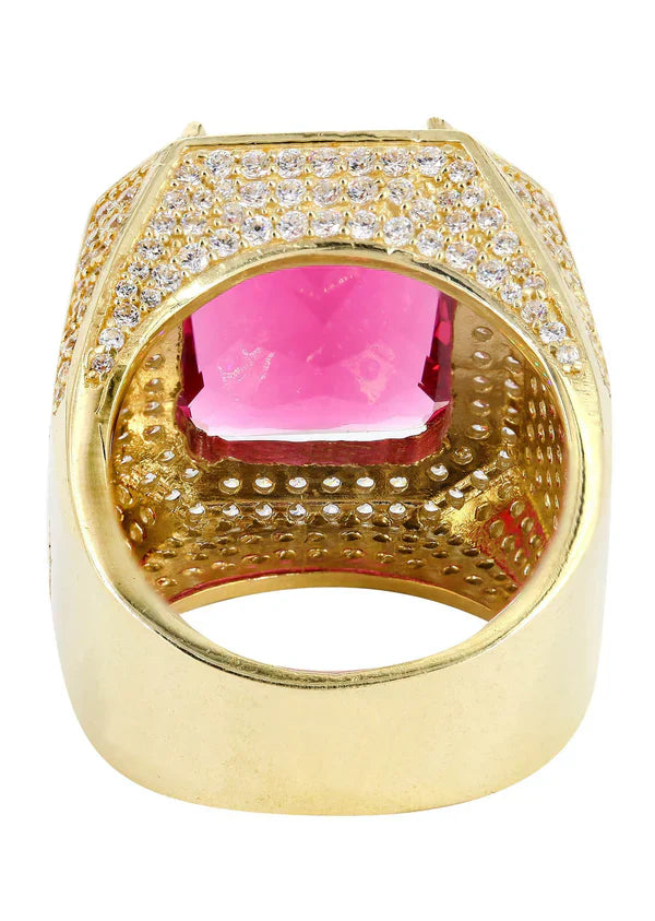 Mens Ruby Ring | 10K Solid Yellow Gold | Style #1
