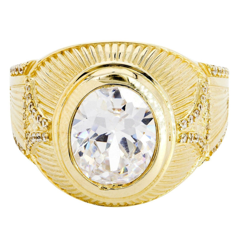 Rock Crystal 10K Gold Mens Ring | 9.5 Grams