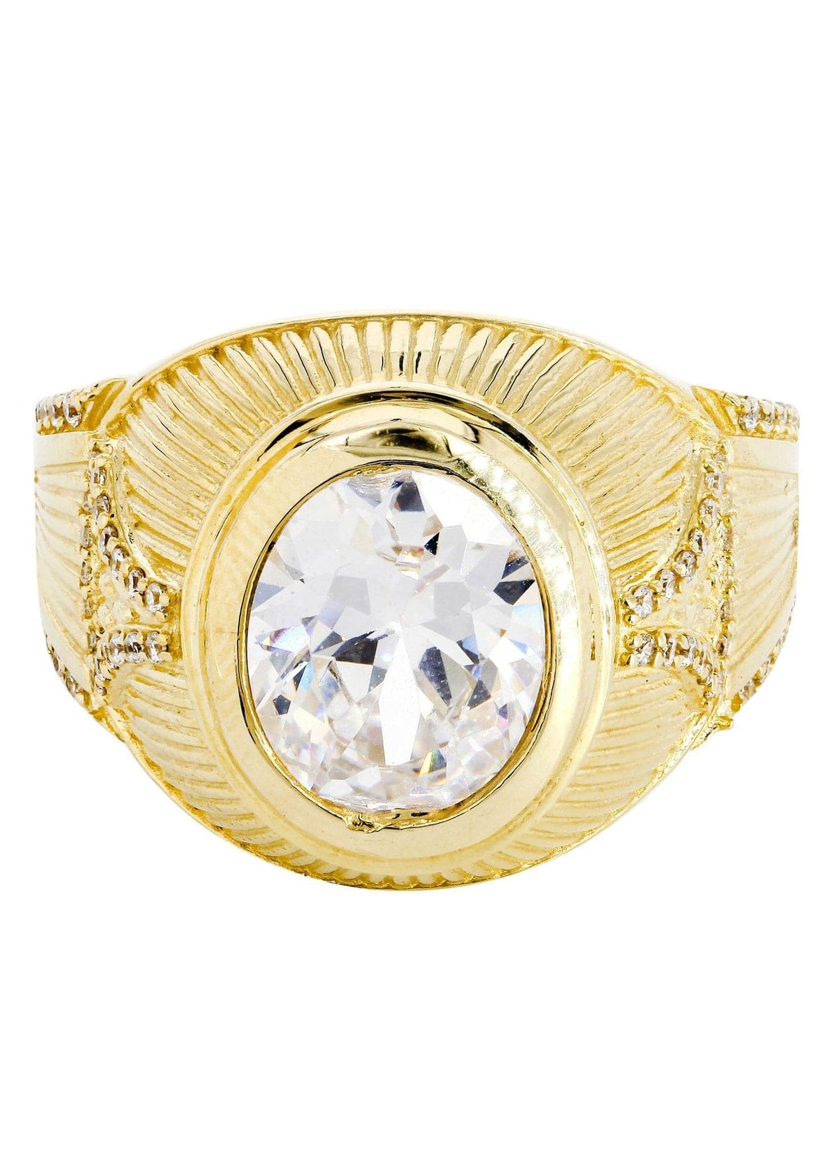 Rock Crystal 10K Gold Mens Ring | 9.5 Grams