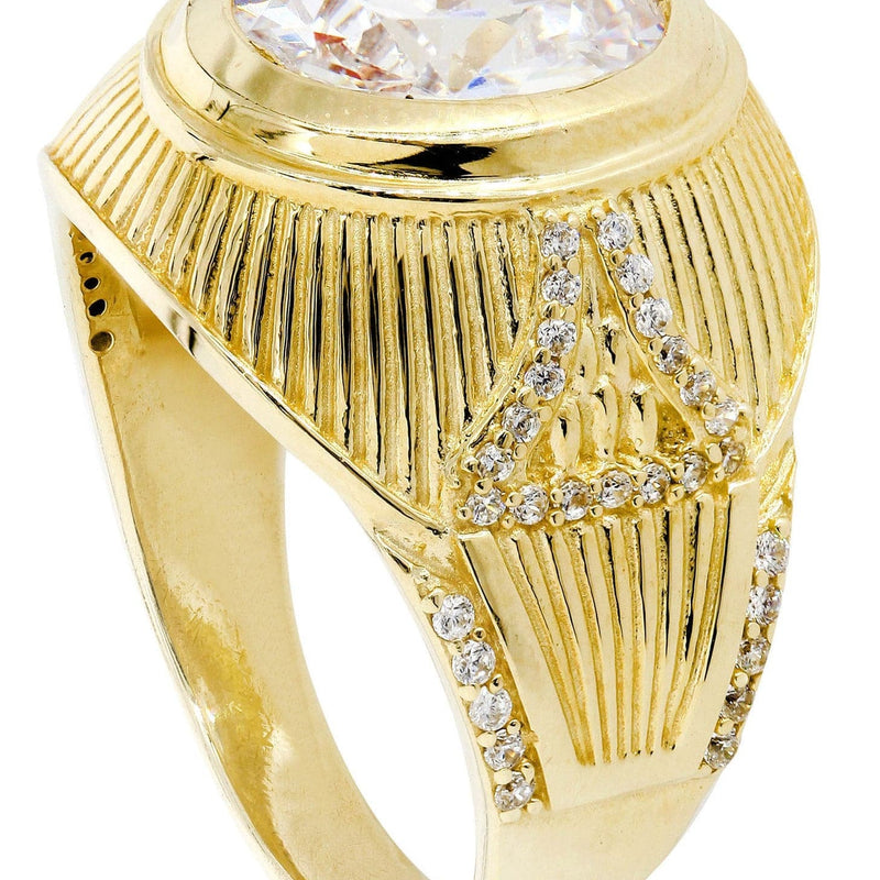 Rock Crystal 10K Gold Mens Ring | 9.5 Grams