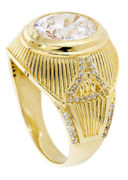 Rock Crystal 10K Gold Mens Ring | 9.5 Grams