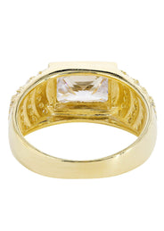 Rock Crystal 10K Gold Mens Ring | 7.8 Grams