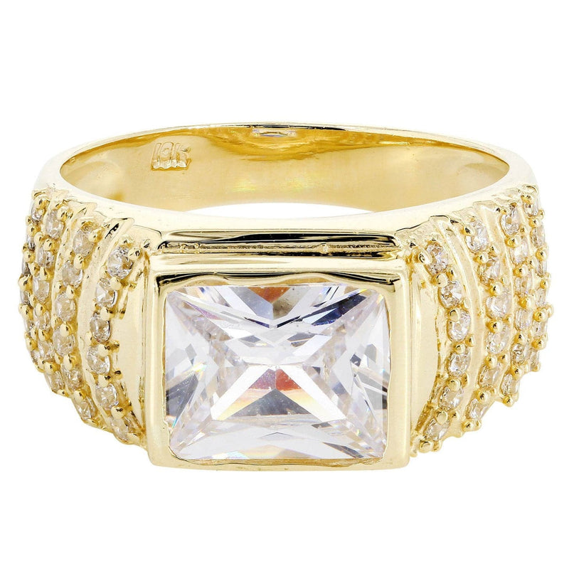 Rock Crystal 10K Gold Mens Ring | 7.8 Grams