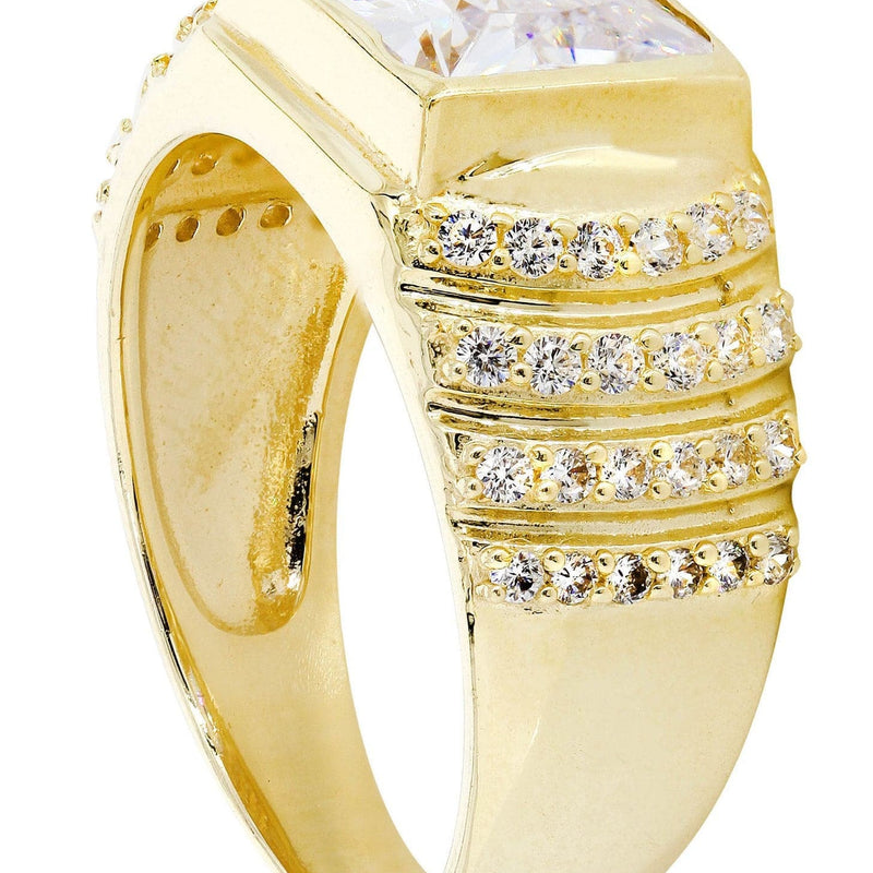 Rock Crystal 10K Gold Mens Ring | 7.8 Grams