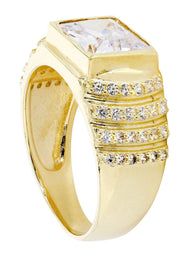 Rock Crystal 10K Gold Mens Ring | 7.8 Grams