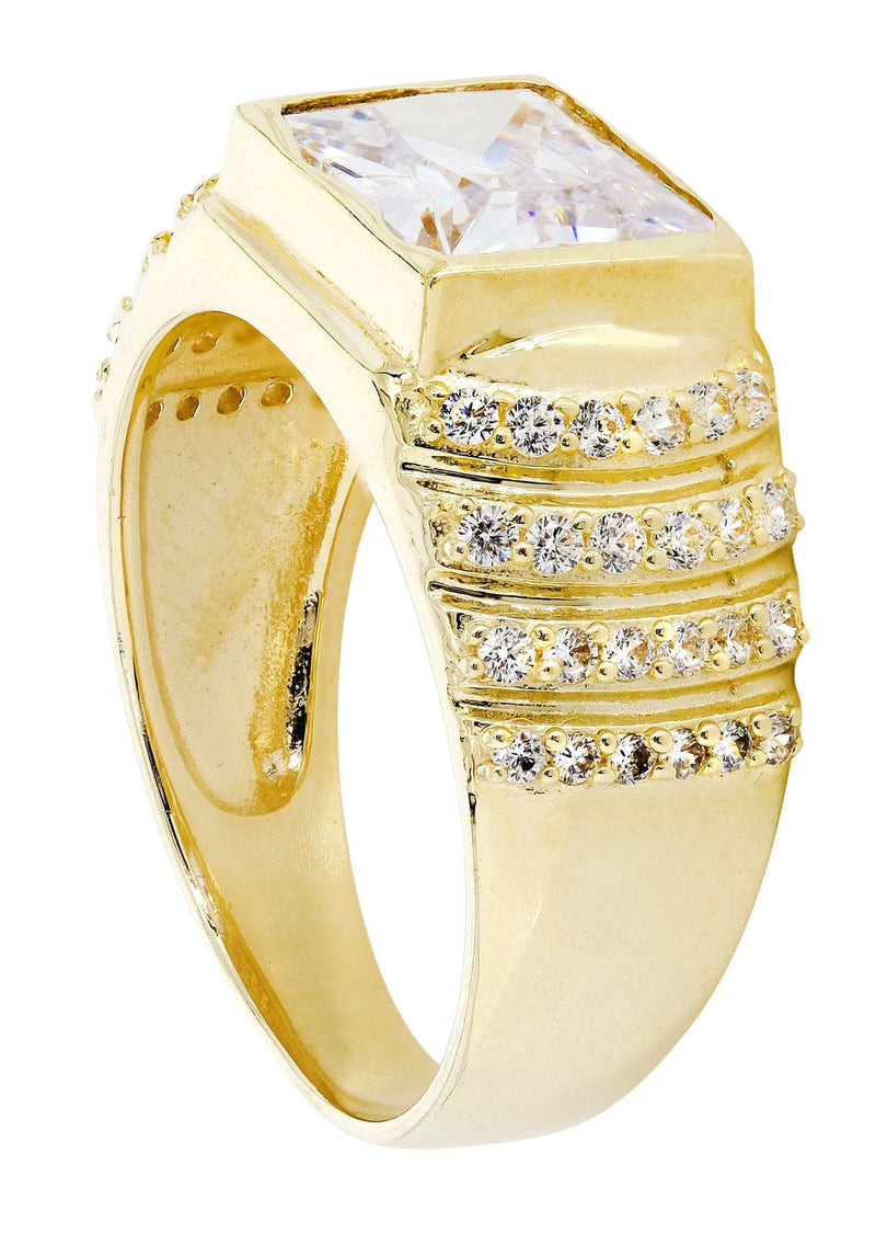 Rock Crystal 10K Gold Mens Ring | 7.8 Grams
