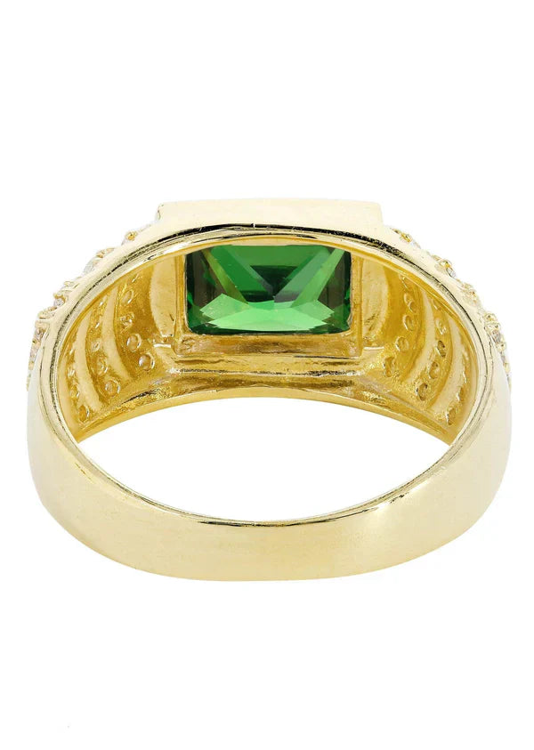 Mens Emerald Ring | 10K Solid Yellow Gold