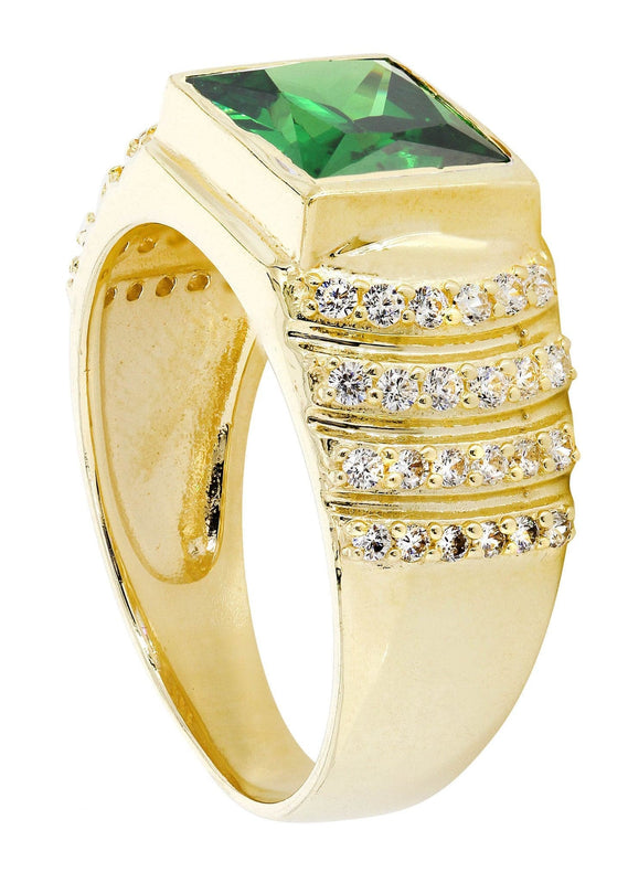 Emerald  10K Gold Mens Ring | 8.1 Grams