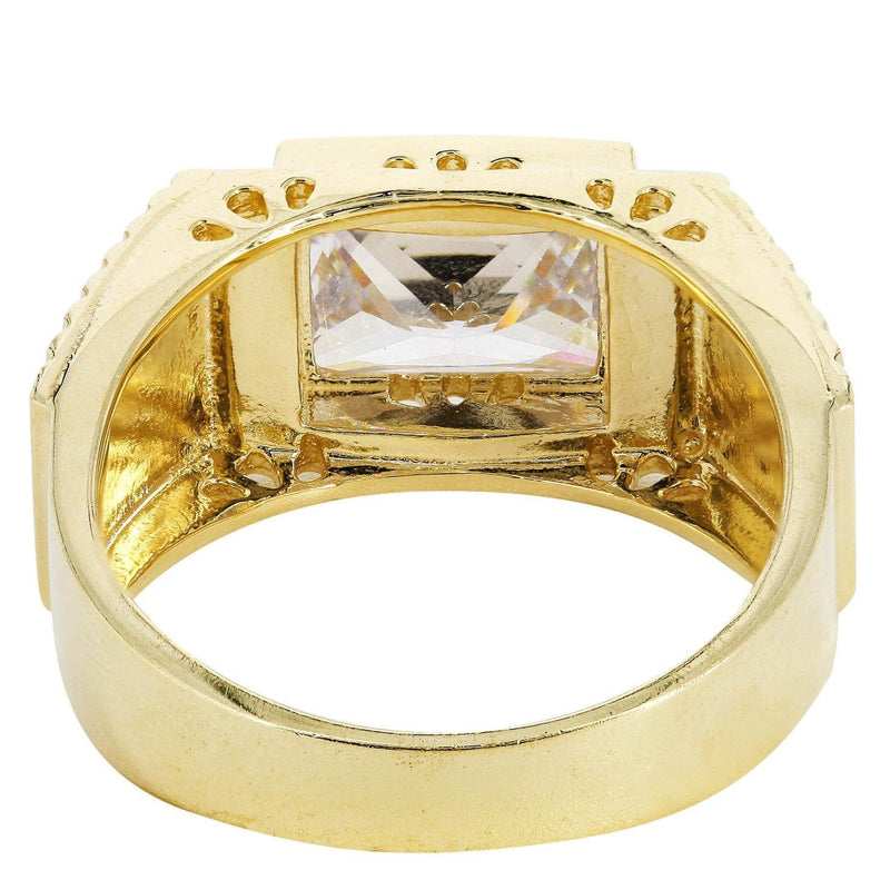 Rock Crystal 10K Gold Mens Ring | 9.3 Grams