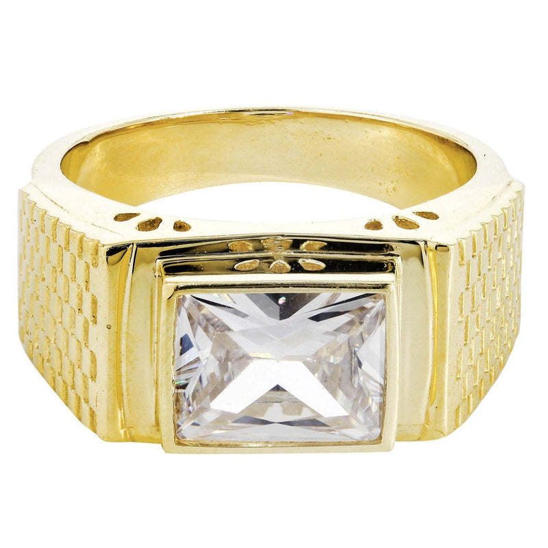 Rock Crystal 10K Gold Mens Ring | 9.3 Grams